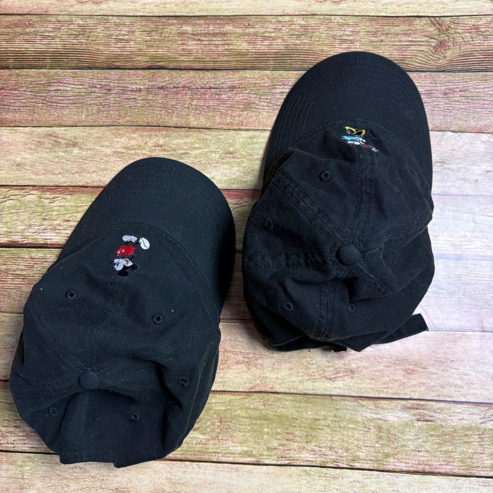 Disney Mickey and Minnie Mouse Matching Black Baseball Caps Adjustable Dad Hats - Picture 2 of 5